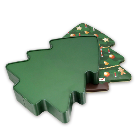 Big Size Christmas Tree Shaped Decorative Tin Containers